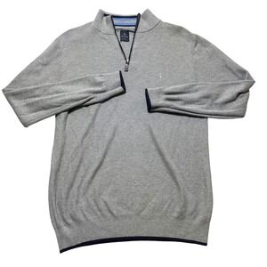 Tailorbyrd Collection Mens Gray Basic 1/4‎ Zip Sweater Knit Pullover XXL Preppy